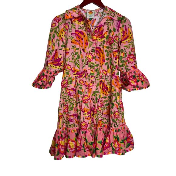 FARM RIO Pink Painted Bananas Mini Dress sz XS - Picture 1 of 6